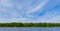 Idyllic panorama landscape wallpaper photography green tree lake water and blue sky background scenic view with empty copy space