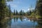 Idyllic pond with water reflection - natural fount