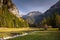 Idyllic road through the Dolomites mountains, Italy