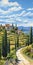 Idyllic Rural Scenes: Detailed Cypress Trees On Hill In Renaissance-inspired Style