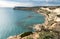 Idyllic seascape below the dramatic cliffs. Zapalo bay, Episkopi Limassol Cyprus