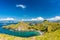 Idyllic seascape from Indonesia with the coastline of Padar Isla