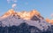 Idyllic snowy mountain peaks, setting sun in winter, landscape, Alps, Austria