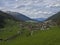 Idyllic spring mountain rural landscape. View over Stubaital or Stubai Valley near Innsbruck, Austria with village Neder
