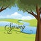 Idyllic spring scene with text