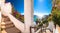 Idyllic stairs to beach in Nerja panoramic view