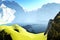 Idyllic summer landscape in the Alps 3d rendering