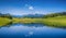 Idyllic summer landscape with clear mountain lake in the Alps