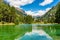 Idyllic summer view at Gressoney-Saint-Jean with the Monterosa in the background. In the Lys Valley. Aosta Valley, northern Italy.