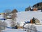 Idyllic Swiss alpine mountain huts