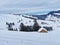 Idyllic Swiss alpine mountain huts