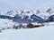 Idyllic Swiss alpine mountain huts