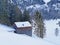 Idyllic Swiss alpine mountain huts