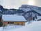 Idyllic Swiss alpine mountain huts