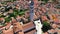 Idyllic town of Vodnjan and highest church tower aerial view