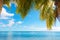 idyllic tropical landscape, turquoise water, blue sky and coconuts