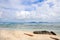 Idyllic tropical remote beach with granitie rock and blue sky in Anse Anse