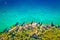 Idyllic turquoise beach aerial view, Malinska on Island of Krk