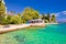 Idyllic turquoise beach in Kastela bay view