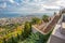 Idyllic view of Haifa including part of the Bahai Gardens and the town`s seaport