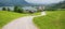 Idyllic view from high trail to Schliersee lake and tourist resort, upper bavaria
