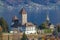 Idyllic view of the Spiez town and the castle in autumn