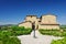 Idyllic view, typical Tuscany farmhouse among fields