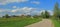 Idyllic village with church, bavarian landscape