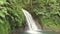 Idyllic waterfall and amazing nature. Wild river in jungle forest. Cascade aux Ecrevisses, Guadeloupe, Caribbean.