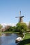 Idyllic windmill scene in Leiden Netherlands