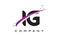 IG I Q Black Letter Logo Design with Purple Magenta Swoosh