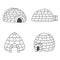 Igloo eskimo icon set, outline style