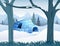 An igloo house in snowy forest