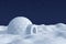 Igloo icehouse on the polar snow field under the night sky with