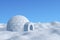 Igloo icehouse under blue sky closeup view