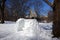 The igloo made with bricks of ice in the park