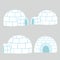 Igloos ice house in flat design vector set