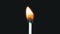 Igniting match and flame on a black background. Slow motion