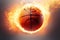 Igniting Passion and Power Basketball Ball on Fire. created with Generative AI