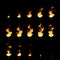 Ignition and fading fire trap animation sprite sheet cartoon vector set