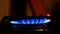 Ignition Of The Gas In The Burner On The Home Kitchen Stove. Slow Motion