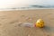 Ignorant and arrogant tourist left plastic garbage on the beach