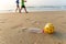 Ignorant and arrogant tourist left plastic garbage on the beach