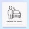 Ignoring of danger thin line icon: car knocks a human. Modern vector illustration of autism symptom