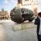 Igor Mitoraj\'s sculpture Eros Bendato (Eros Tied) 1999 on main square of the city.