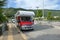 Igoumenitsa, Greece, May 24 2019 Red camper parked on the Igoumenitsa ring road ready to go