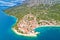 Igrane village on Makarska riviera and Biokovo mountain aerial view