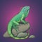 Iguana lizard on a stone illustration