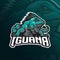 Iguana mascot logo design with modern illustration concept style for badge, emblem and t shirt printing. Iguana illustration for s