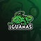 Iguana mascot logo design vector with modern illustration concept style for badge, emblem and tshirt printing. angry iguana